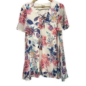 SHOW ME YOUR MUMU Floral Tunic Dress Cover Up Fully Lined Size Large